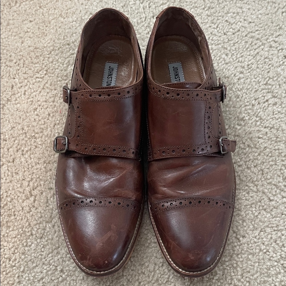 Johnston & Murphy Men's Double Monk Strap Brown Oxfords